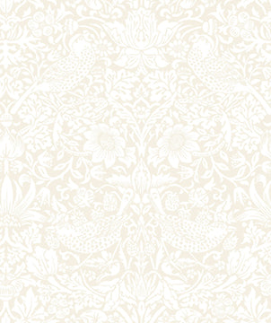 Tonal Strawberry Thief in Powdered Chalk quilting fabric, part of the Trellis Palette fabric collection by The Original Morris & Co (SKU: PWWM153.POWDEREDCHALK)