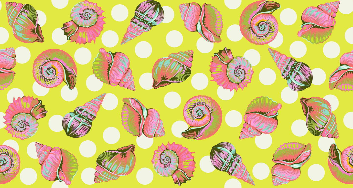Big Shelly in Seagrass 108" wideback quilting fabric, part of the Floral Reef fabric collection by Tula Pink (SKU:QBTP021.SEAGRASS)