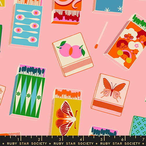 Matchmaker in Balmy quilting fabric, part of the Trinketry fabric collection by Melody Miller (SKU: Rs0109 13)