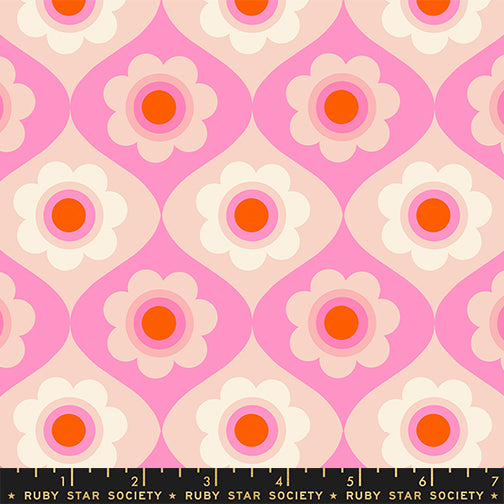 Trinketry Floral in Flamingo quilting fabric, part of the Trinketry fabric collection by Melody Miller (SKU: RS0114 17)