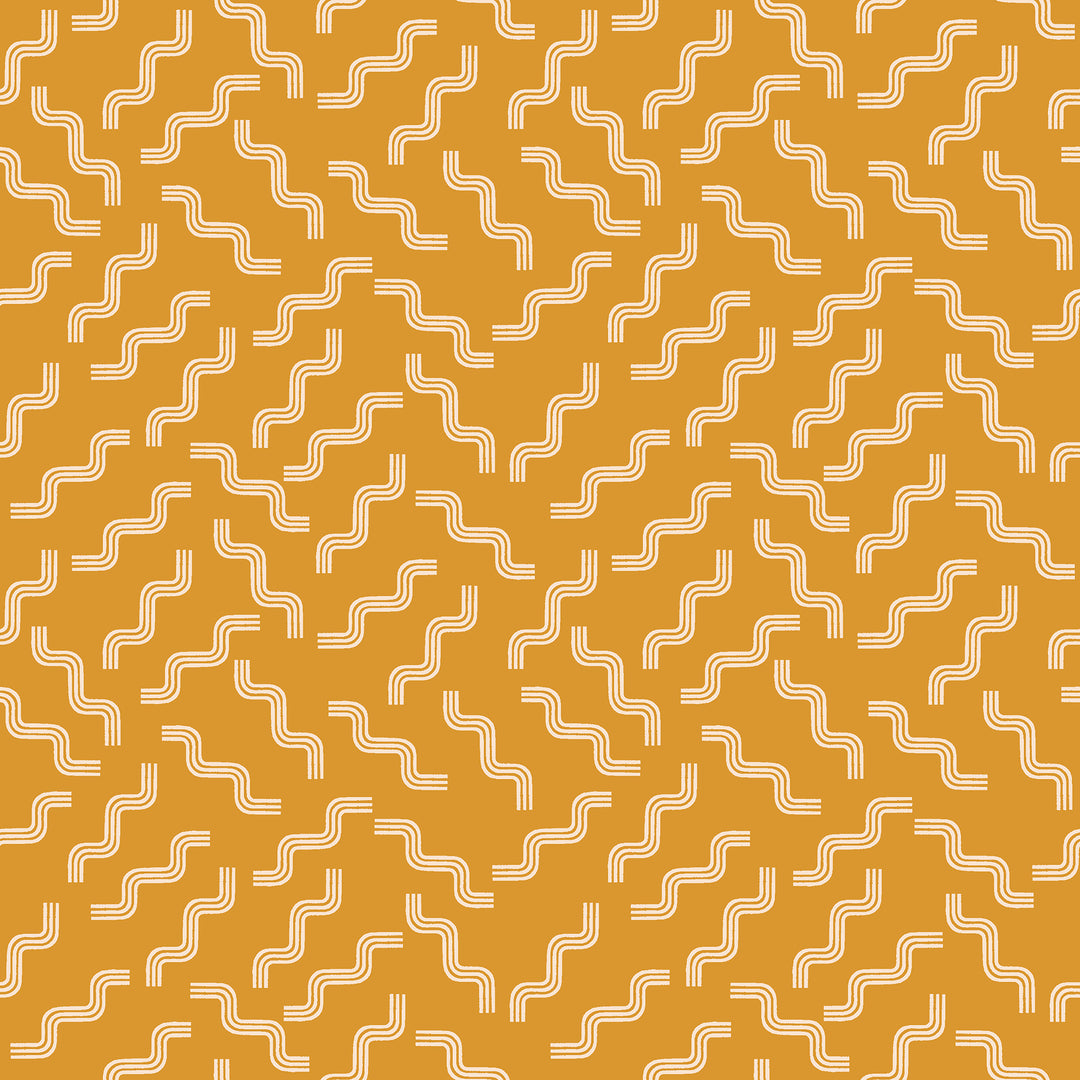 Cotton quilting fabric pattern called 'Bacon or Pasta in Cactus'. Part of the 'Linear' fabric collection. Designed by Rashida Coleman Hale for fabric company Moda Fabrics. SKU: RS1052 13. 44-45 inch width.