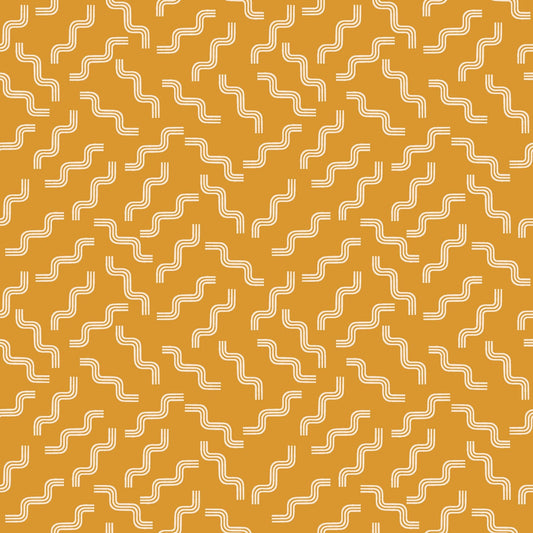Cotton quilting fabric pattern called 'Bacon or Pasta in Cactus'. Part of the 'Linear' fabric collection. Designed by Rashida Coleman Hale for fabric company Moda Fabrics. SKU: RS1052 13. 44-45 inch width.