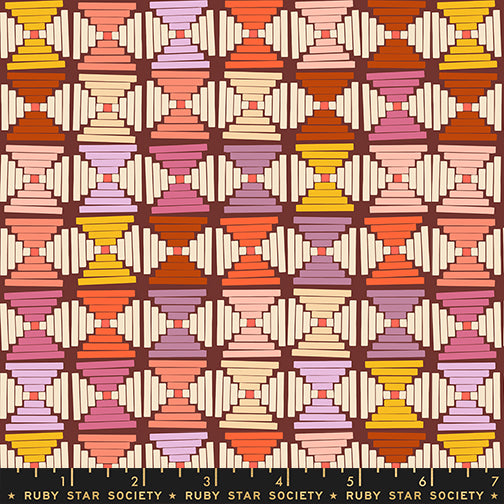 Courthouse Steps in Cranberry quilting fabric, part of the Persimmon fabric collection by Rashida Coleman Hale (SKU: RS1124 14)