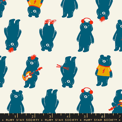 PREORDER - Teddy And The Bears - The Band in Buttercream - Sarah Watts - RS2103 11 - Half Yard