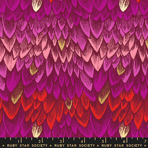 Scales in Metallic Rose quilting fabric, part of the Fireglow fabric collection by Sarah Watts (SKU: RS2134 11M)