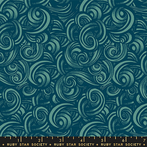 Smoke in Watercress quilting fabric, part of the Fireglow fabric collection by Sarah Watts (SKU: RS2135 15)
