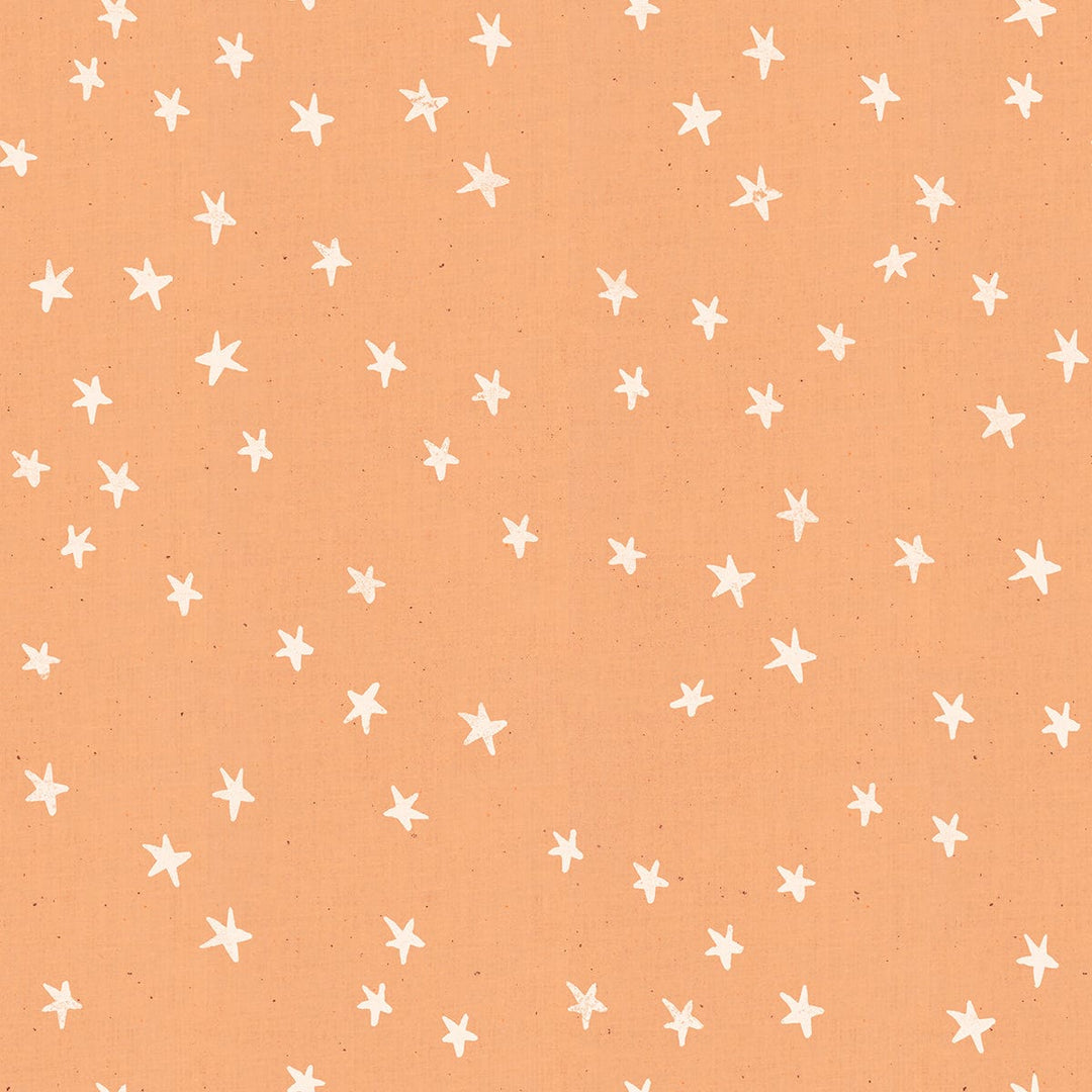 Cotton quilting fabric pattern called 'Starry in Warm Peach'. Part of the 'Starry' fabric collection. Designed by Alexia Abegg for fabric company Moda Fabrics. SKU: RS4006 17. 44-45 inch width.