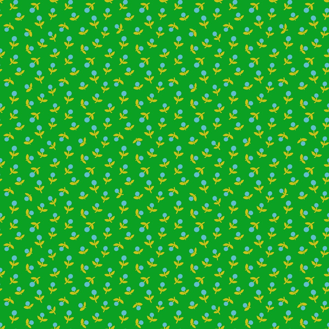 A closeup shot of the quilting fabric pattern called Sprout, designed by Alexia Abegg for Ruby Star Society, in the verdant colorway. The SKU. is RS4103 19.