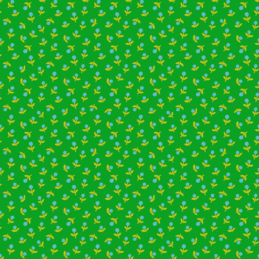 A closeup shot of the quilting fabric pattern called Sprout, designed by Alexia Abegg for Ruby Star Society, in the verdant colorway. The SKU. is RS4103 19.