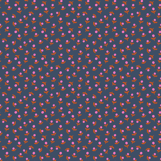 A closeup shot of the quilting fabric pattern called Sprout, designed by Alexia Abegg for Ruby Star Society, in the smoke colorway. The SKU is RS4103 20.