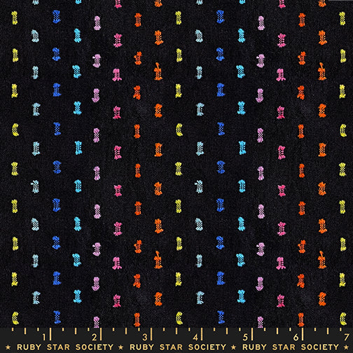 Flicker in Black quilting fabric, part of the Warp and Weft Mystic Fable fabric collection by Alexia Abegg (SKU: RS4128 15)