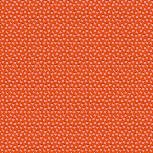 A closeup shot of the quilting fabric pattern called Apples, designed by Alexia Abegg for Ruby Star Society, in the warm red colorway. The SKU is RS4134 14.