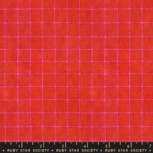 Small Windowpane in Ruby quilting fabric, part of the Warp and Weft Mystic Fable fabric collection by Alexia Abegg (SKU: RS4156 11)