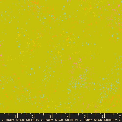 Cotton quilting fabric pattern called 'Pistachio'. Part of the 'Speckled' fabric collection. Designed by Rashida Coleman Hale for fabric company Ruby Star Society. SKU: RS5027 113. 44-45 inch width.