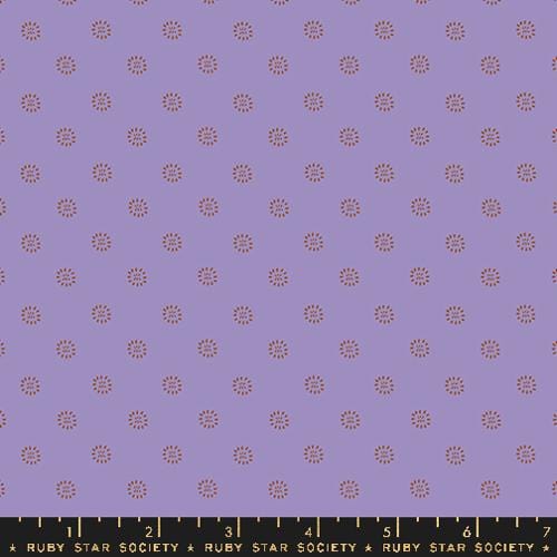 Cotton quilting fabric pattern called 'Stamped Flower in Thistle'. Part of the 'Favorite Flowers' fabric collection. Designed by Ruby Star Society for fabric company Ruby Star Society. SKU: RS5150 18. 44-45 inch width.