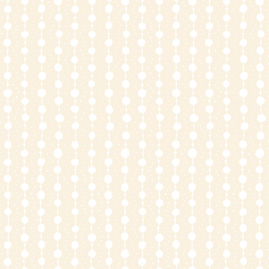Cotton quilting fabric pattern called 'Pearls in Natural'. Part of the 'Endpaper' fabric collection. Designed by Jen Hewett for fabric company Ruby Star Society. SKU: RS6047 11. 44-45 inch width.