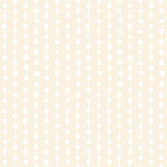 Cotton quilting fabric pattern called 'Pearls in Natural'. Part of the 'Endpaper' fabric collection. Designed by Jen Hewett for fabric company Ruby Star Society. SKU: RS6047 11. 44-45 inch width.