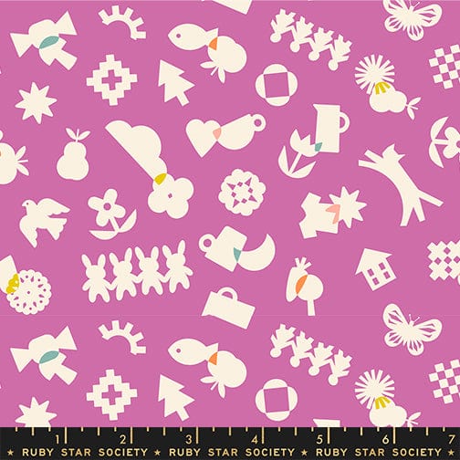 All Goods in Heliotrope quilting fabric, part of the Paper Cuts 2 fabric collection by Rashida Coleman Hale (SKU: RS1108 15)