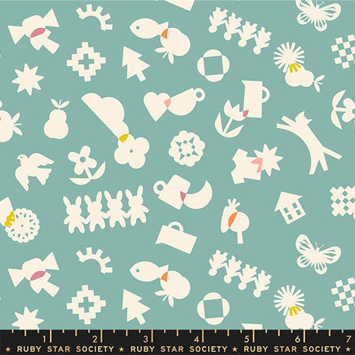 All Goods in Water quilting fabric, part of the Paper Cuts 2 fabric collection by Rashida Coleman Hale (SKU: RS1108 16)