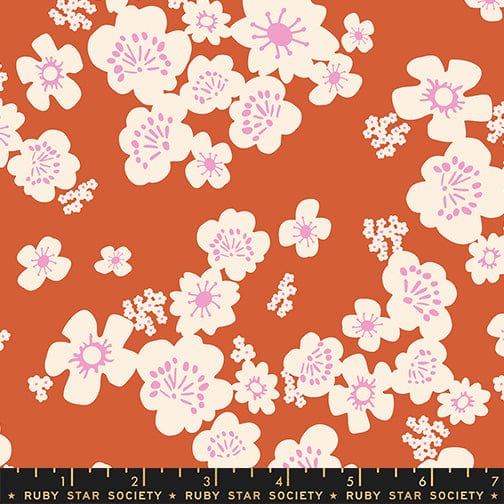 Hana in Persimmon quilting fabric, part of the Paper Cuts 2 fabric collection by Rashida Coleman Hale (SKU: RS1110 16)