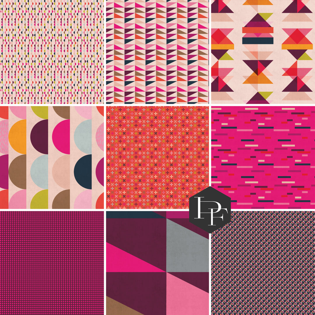 PREORDER - Retro Life 2 - Half Yard Bundle of 9 pcs - Lisa Redhead - FBHYLR-RETROLIFE2