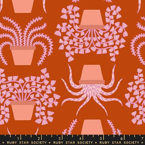 Planties in Cayenne quilting fabric, part of the Calathea fabric collection by Ruby Star Society. (SKU: RS5182 11)