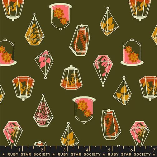Terrarium in Mossy quilting fabric, part of the Calathea fabric collection by Ruby Star Society. (SKU: RS5183 15)