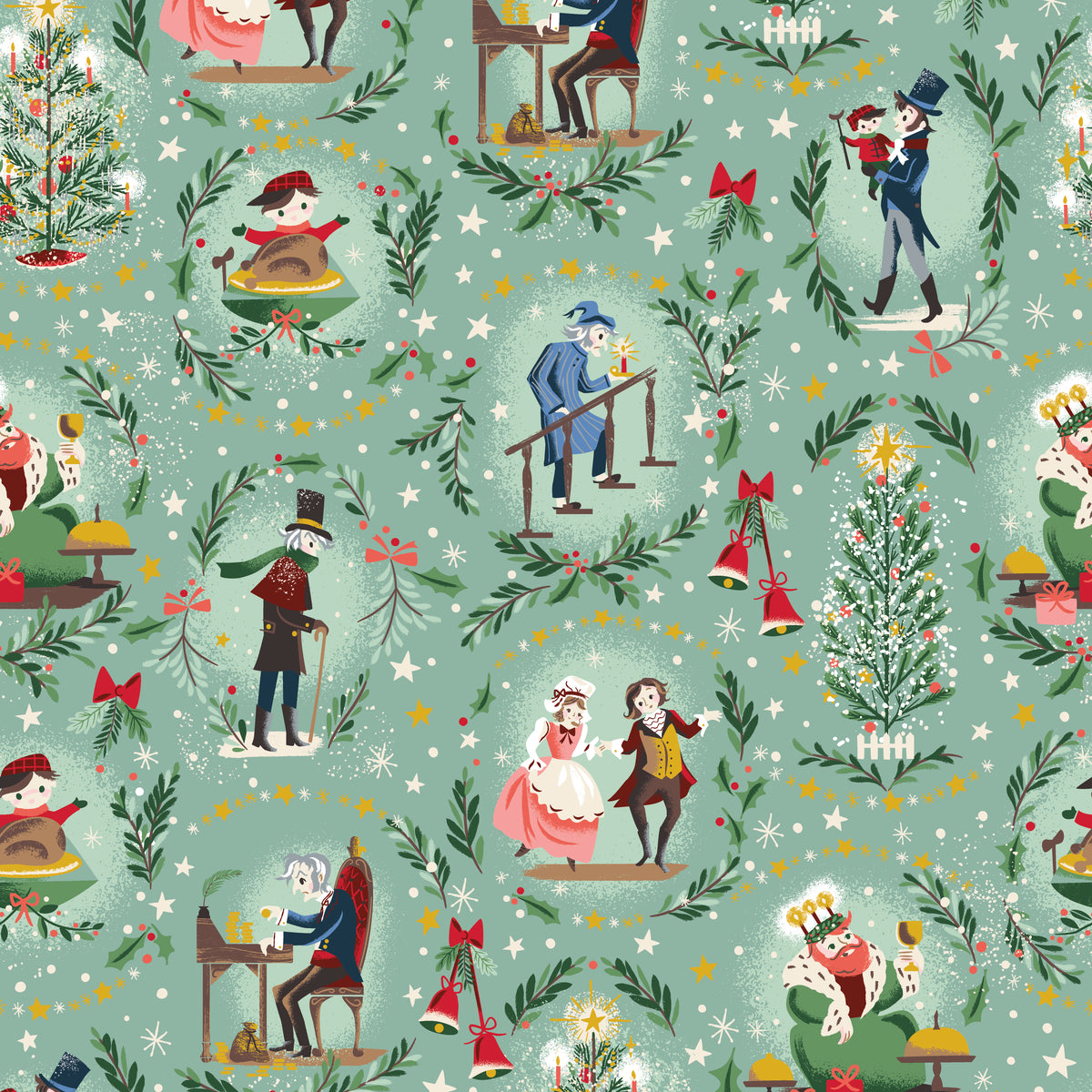Carol - Keep Christmas Well in Pistachio Sparkle - Jill Howarth - SC19050-PISTACHIO - Half Yard (Preorder)