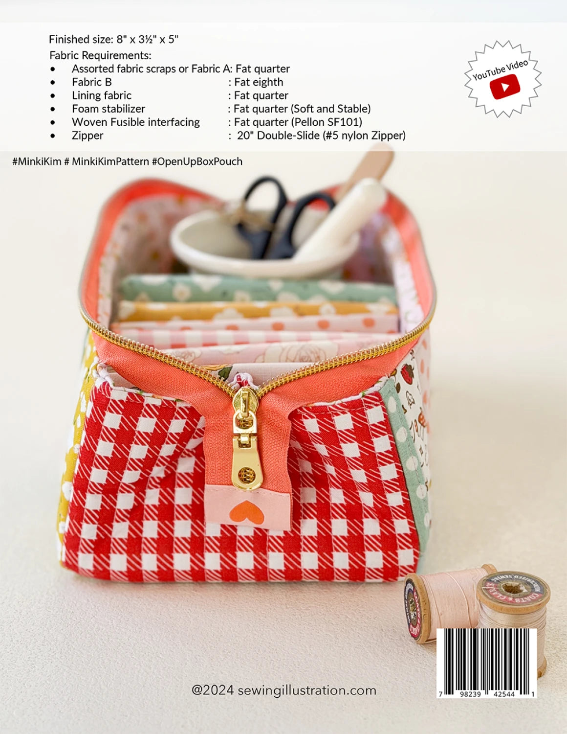 Open Up Box Pouch Pattern by Minki Kim