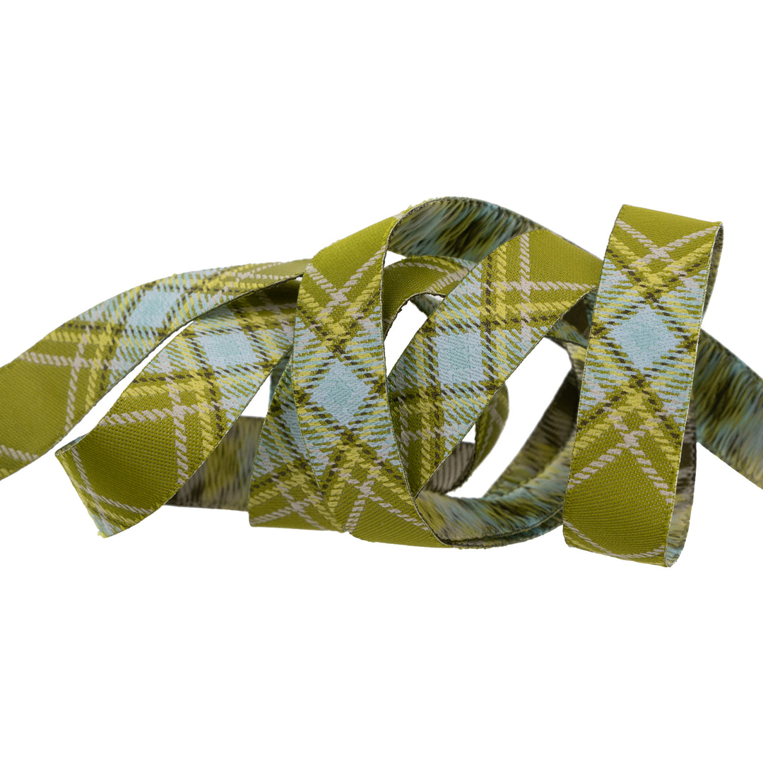 PREORDER - Renaissance Ribbons - Plaid Diagonal in Fern - 5/8" Width - The Great Outdoors by Stacy Iest Hsu - One Yard