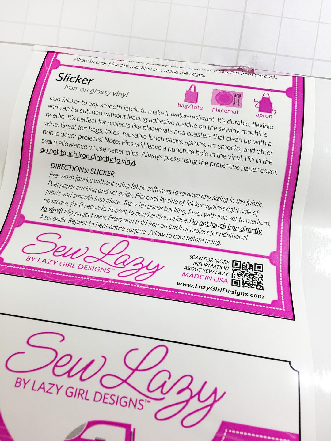 Lazy Girl - Slicker - Iron-on Glossy Vinyl - SLG1021 - 17" x 36"