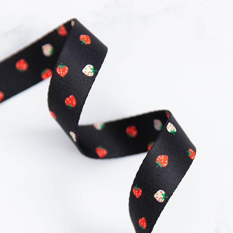 Stitch Supply Co - 1" Mini Berry in Black Webbing - SSCWEB 33 - One Yard
