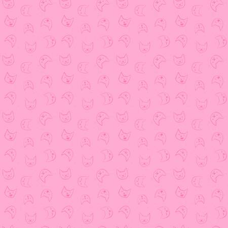 Cotton quilting fabric pattern called 'Emoti Cats in Peony'. Part of the 'Lazy Sunday' fabric collection. Designed by Pammie Jane Collection for fabric company Dear Stella. SKU: ST-DPJ2898PEONY. 44-45 inch width.