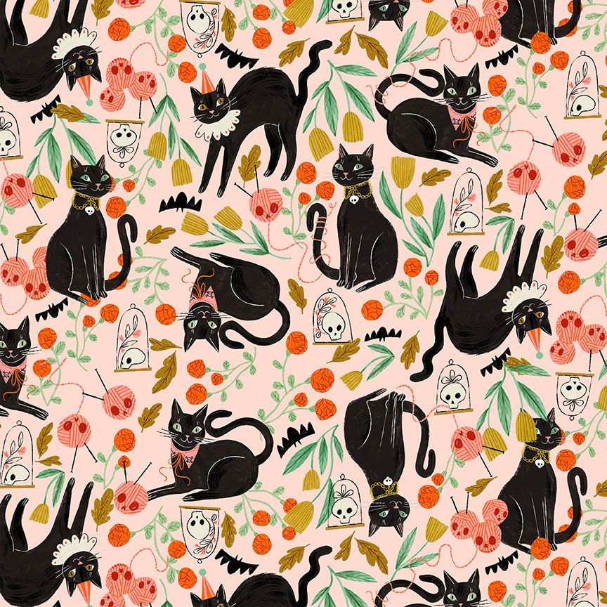 Boo! - Creepy Cats in Cream - ST-DFG2459CREAMPUFF - Half Yard