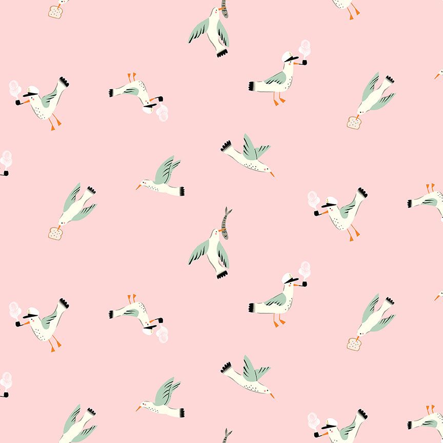 Seafarer - Seagulls in Blush - ST-DFG2715BLUSH - Half Yard