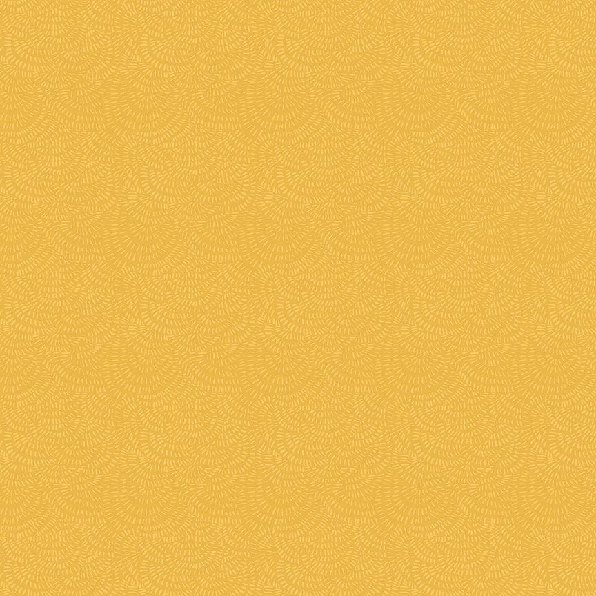 Cotton quilting fabric pattern called 'Crimp in Sun'. Part of the 'Shine On' fabric collection. Designed by Rae Ritchie for fabric company Dear Stella. SKU: ST-DRR2293SUN. 44-45 inch width.