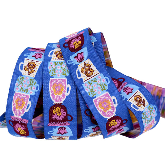 Hello Alice - Teacups - 7/8" width - by Sarah Watts - One Yard (Preorder)