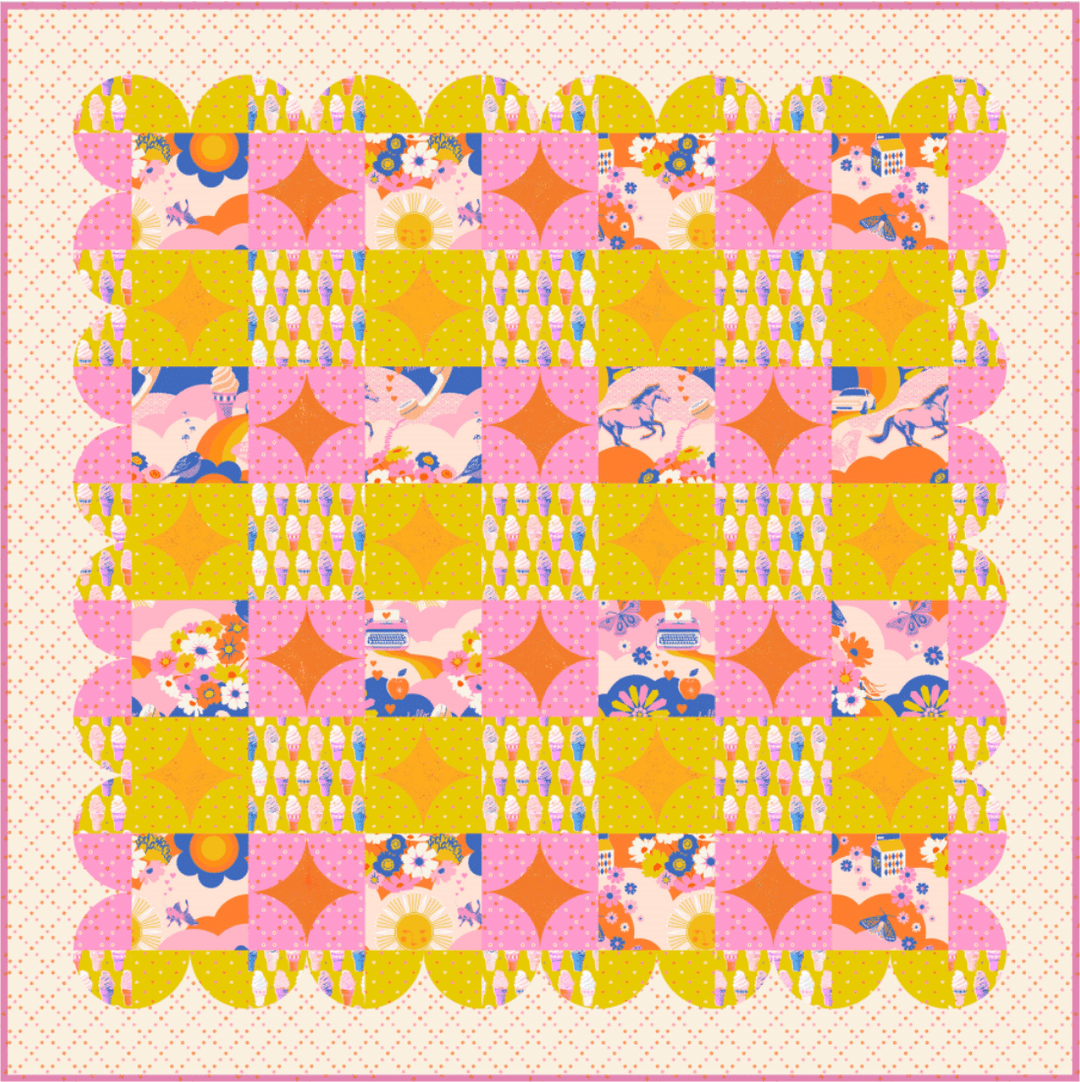 PREORDER - Gingham Glitz Pink Quilt Kit featuring Best Day Ever Fabrics (Ruby Star Society). Pattern by Holly Clarke Designs - Fabric Only