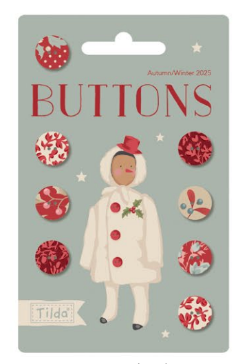 Merry Little Christmas Buttons by Tilda Fabric - 0.47 in (12mm), 8 pieces (Preorder)