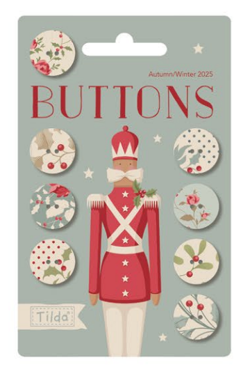Merry Little Christmas Buttons by Tilda Fabric - 0.63 in (16mm), 8 pieces (Preorder)