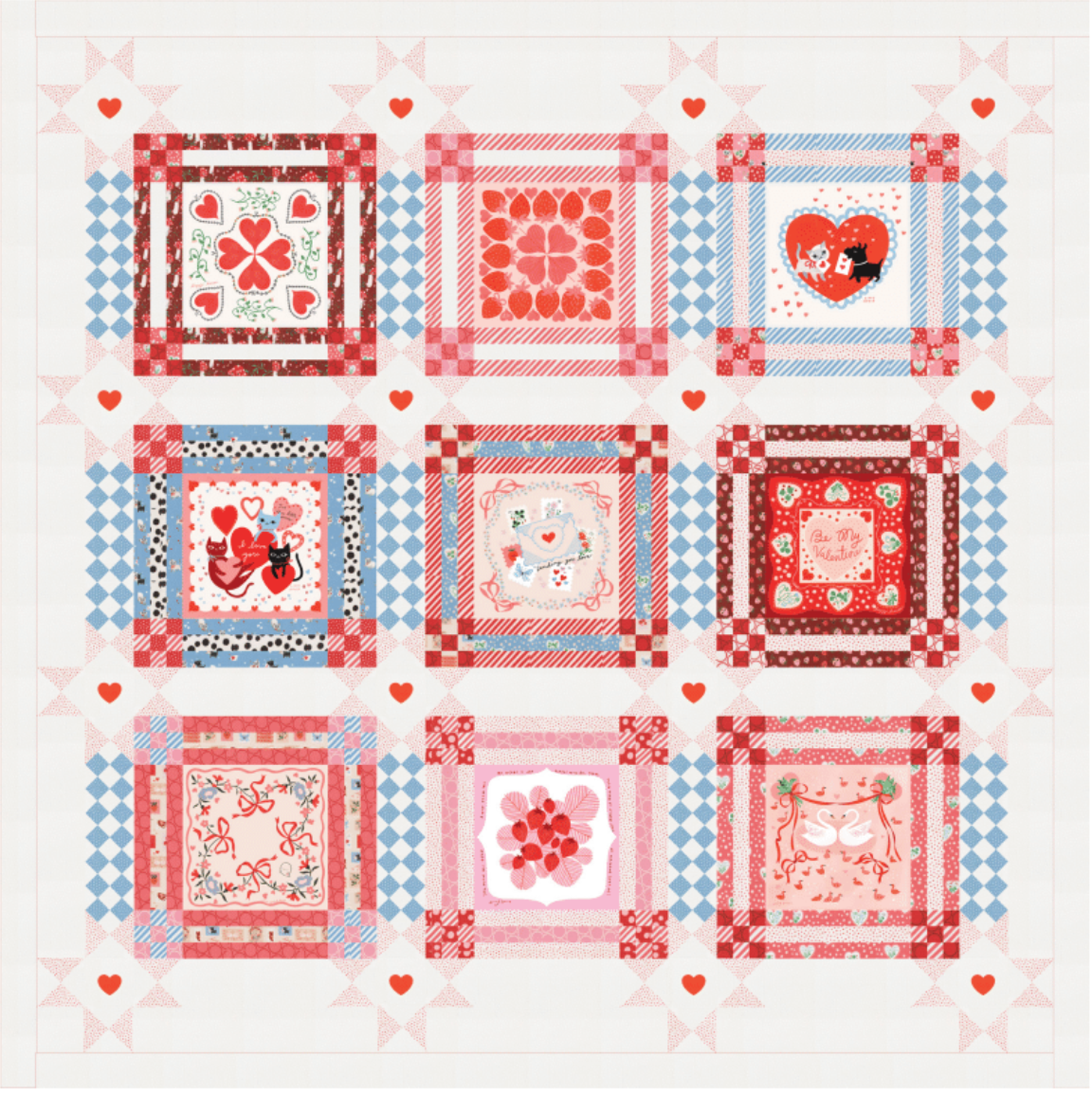 Nuts and Chews Quilt Kit - Funny Valentine - Fabric Only (Preorder)