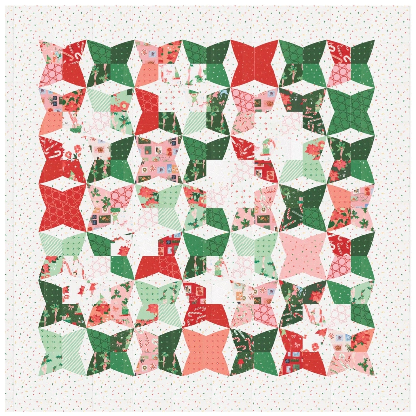 Tiny Christmas - Shiny and Bright Quilt Kit - Lizzy House - Fabric Only