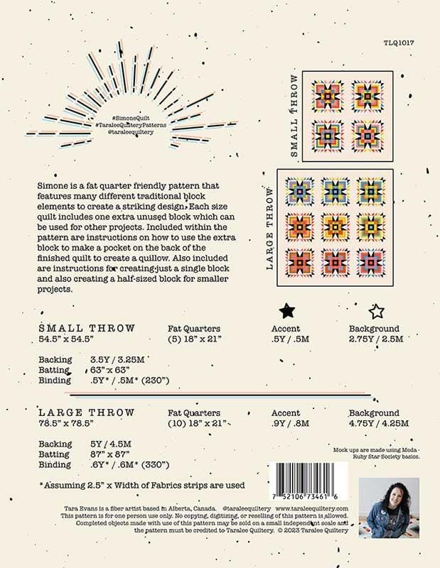 Simone - Quilt Pattern - Taralee Quiltery - Paper Pattern