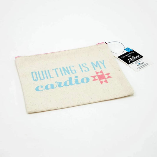 Quilting is My Cardio - Small Canvas Pouch - 6.75" x 8.25"