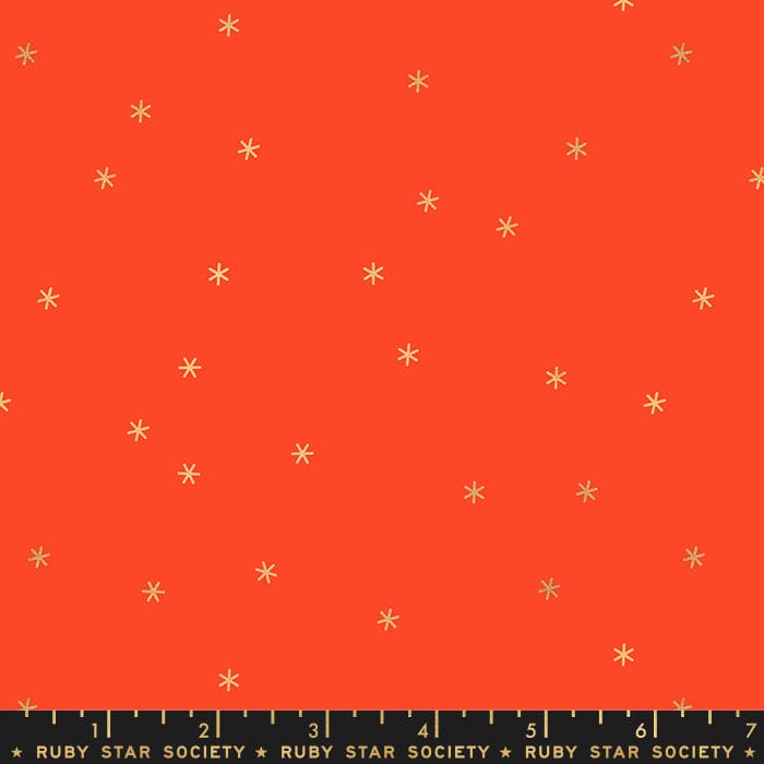 Cotton quilting fabric pattern called 'Spark in Roadster Red'. Part of the 'Spark' fabric collection. Designed by Ruby Star Society for fabric company Moda Fabrics. SKU: RS0005 31M. 44-45 inch width.