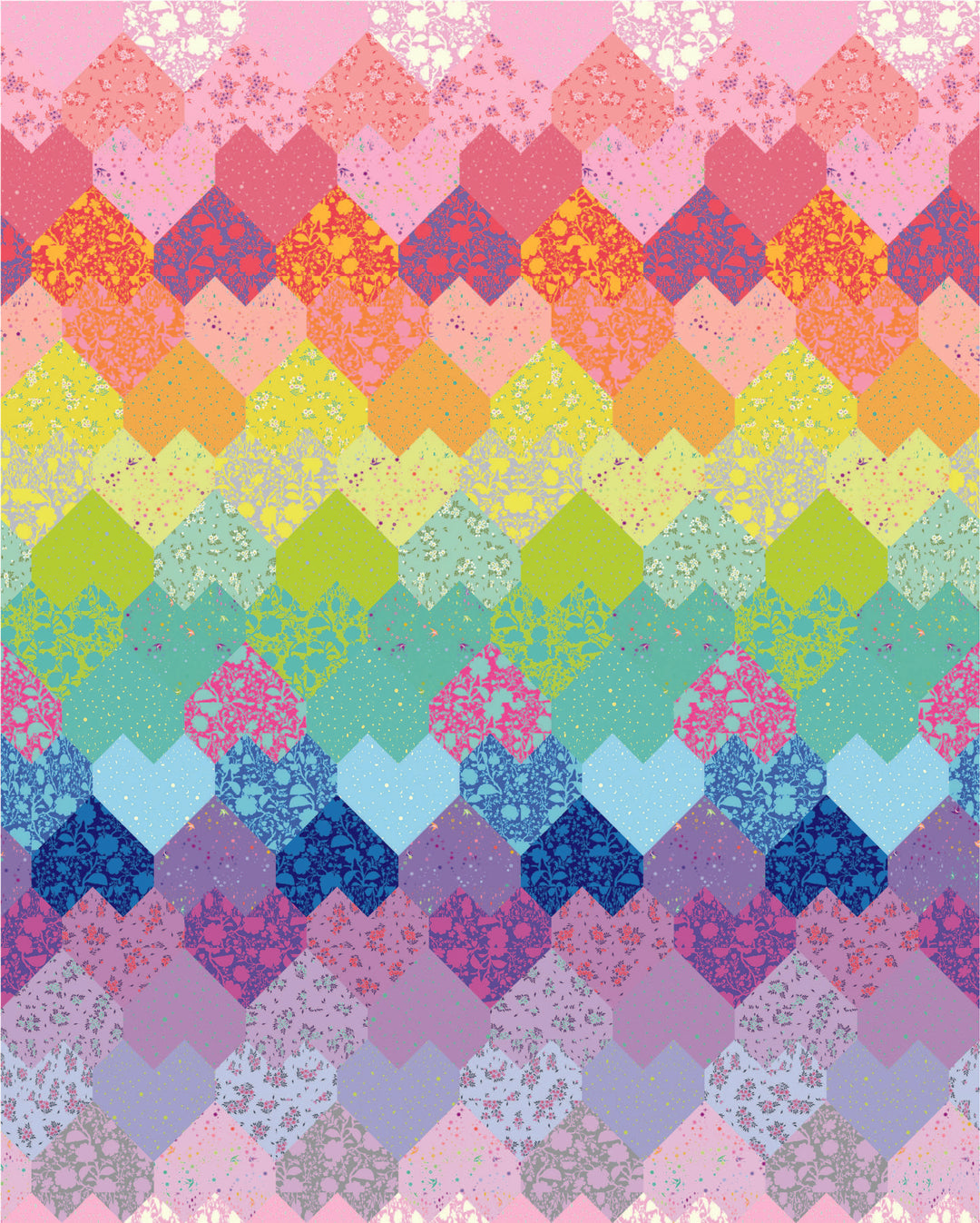 Sweetheart Medley Quilt Kit, Fat Quarter Version - Sweet Potato Quilts with Tula Pink True Colors Fabric (Preorder)