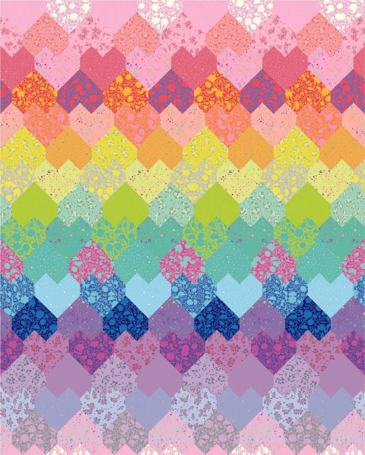 Sweetheart Medley Quilt Kit, Fat Quarter Version - Sweet Potato Quilts with Tula Pink True Colors Fabric (Preorder)