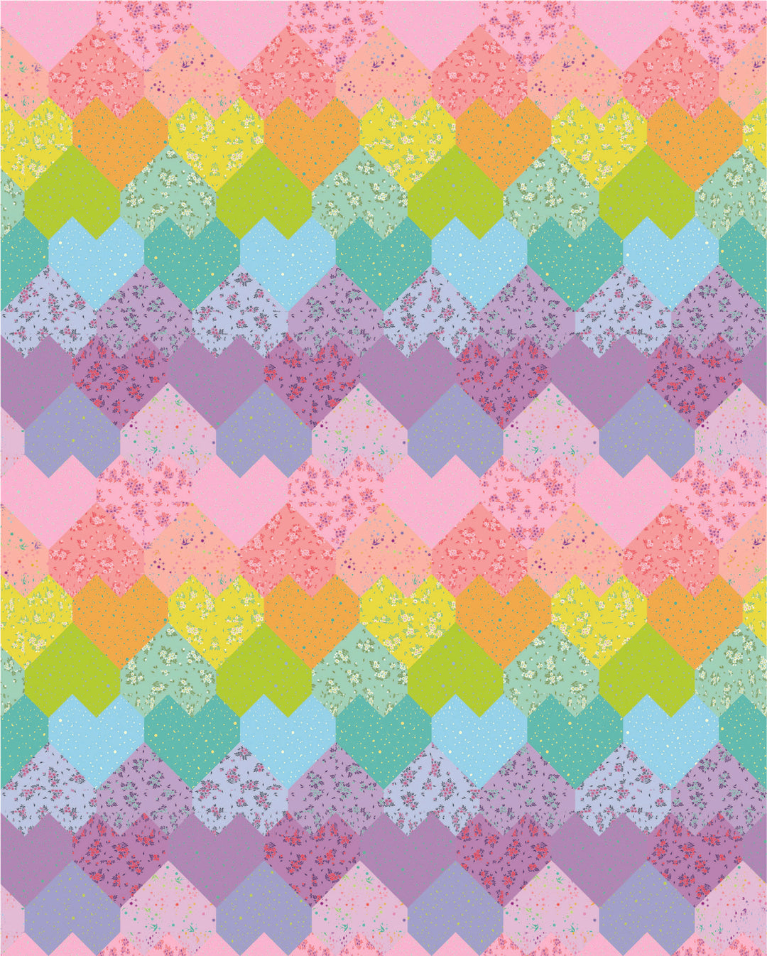 Sweetheart Medley Quilt Kit, Half Yard Version - Sweet Potato Quilts with Tula Pink True Colors Fabric (Preorder)