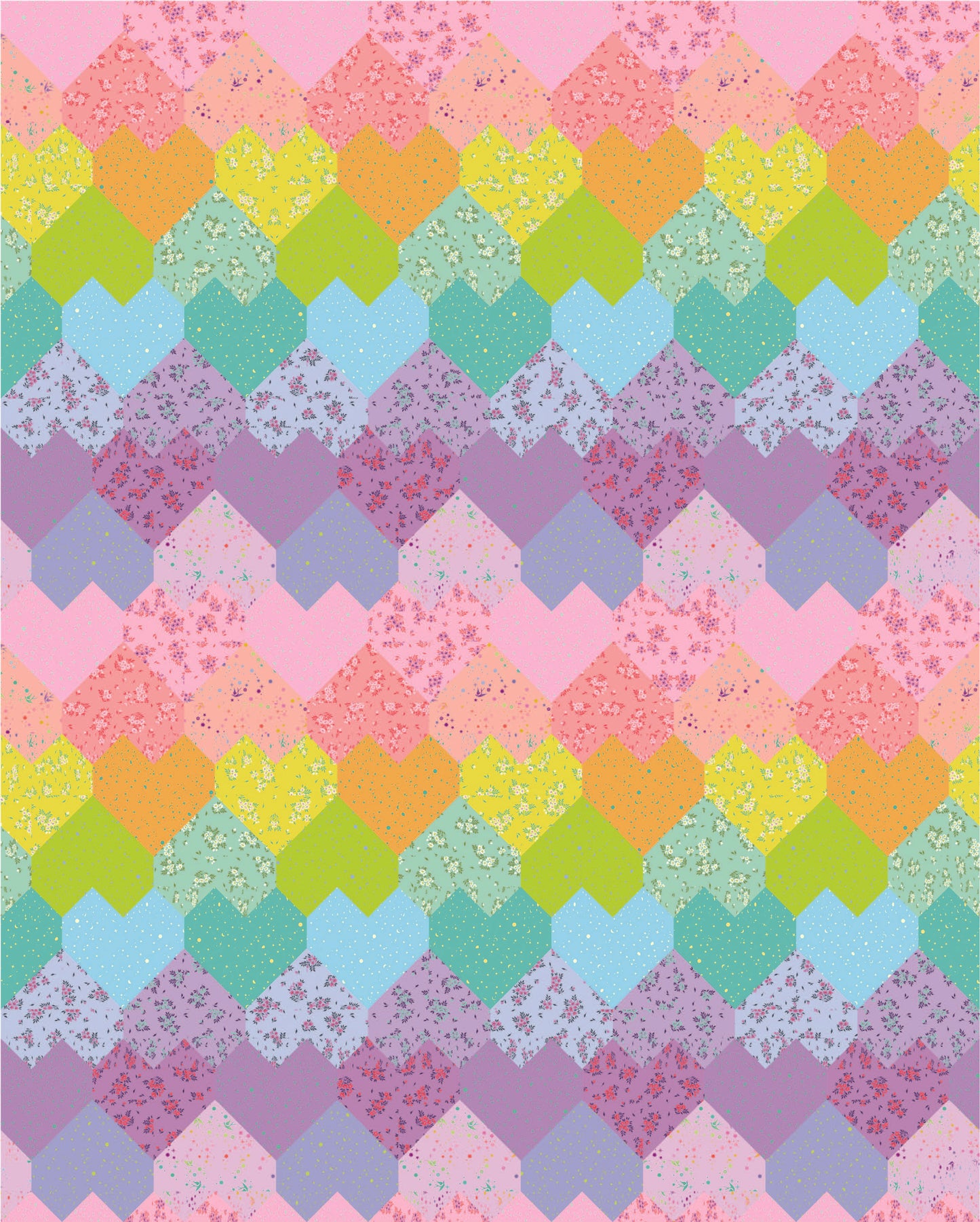 Sweetheart Medley Quilt Kit, Half Yard Version - Sweet Potato Quilts with Tula Pink True Colors Fabric