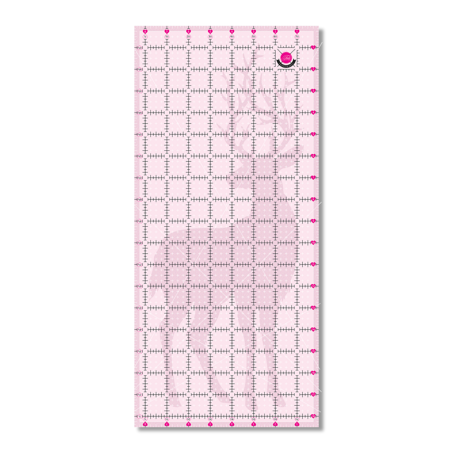 Tula Pink Hardware - 8.5" X 18.5" - Non Slip Deer Ruler - TP8X18